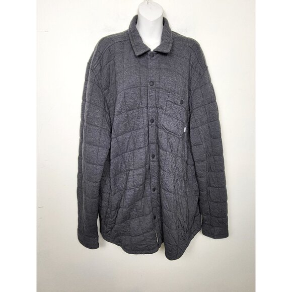 Eddie Bauer Gray Quilted Shirt Jacket Button Down Unisex 2XL - Picture 1 of 5